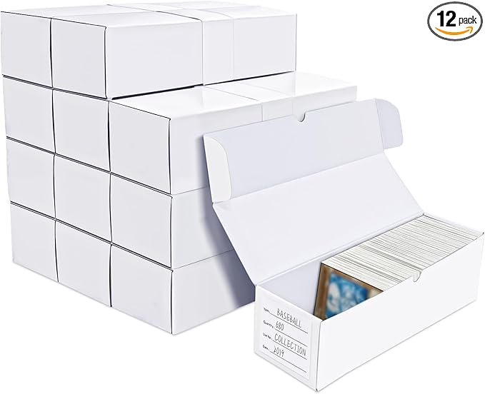 Trading Card Storage Boxes, 12 Pack 600 Count Cardboard Card Organizer for MTG, TCG & Sports Cards, Fits Sleeved Cards, Bulk Card Storage for Trading Card Collections, 10.4 INCH