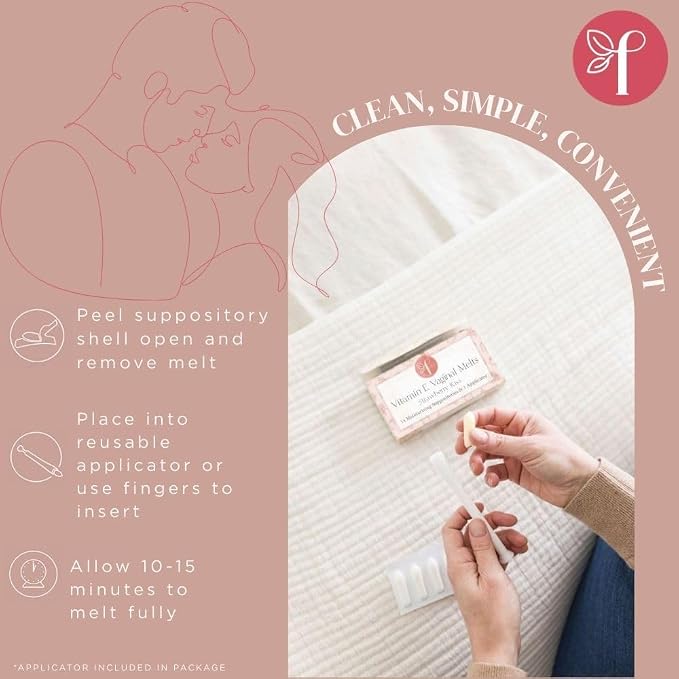 Femallay Organic Vitamin E Vaginal Melts – Feminine Moisture, Comfort & Hydration – Strawberry Kiss, 1-Pack