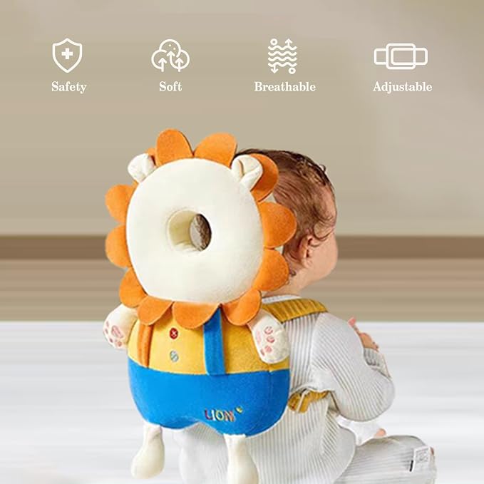 Baby Head Protector Backpack, Toddler Baby Head Protection Backpack with Baby Knee Pads Alarm Function for Walking & Crawling, Soft, Breathable and Wearing Safety Baby Head Protector