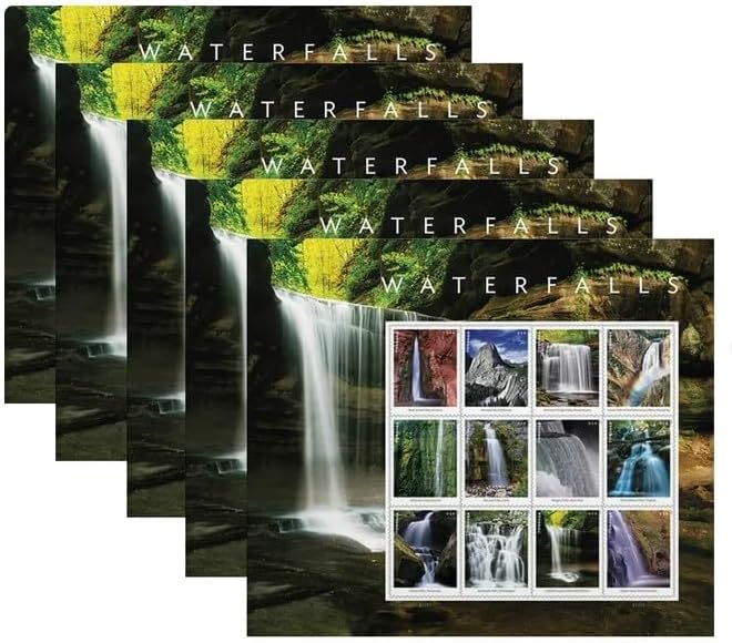 Waterfalls (5 Sheets of 12) Forever Postage Stamps US Postal First Class Nature Rock River Park Party Announcement Celebration Anniversary Wedding 2023 Scott #5800