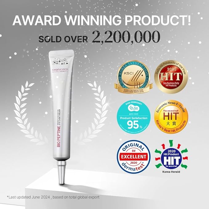 SWANICOCO Pregnancy Safe Fermentation Peptine Eye Care Cream Under Eye Cream with 8 Peptides and Niacinamide, Anti Aging Eye Cream for Wrinkles & Crows Feet Korean Skincare 20ml 0.68 Fl Oz