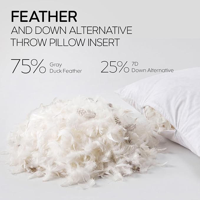 14x22 Feather Lumbar Pillow Insert, Decorative Throw Pillow Insert for Covers, Fuller Fit with Soft Support for Bed and Couch