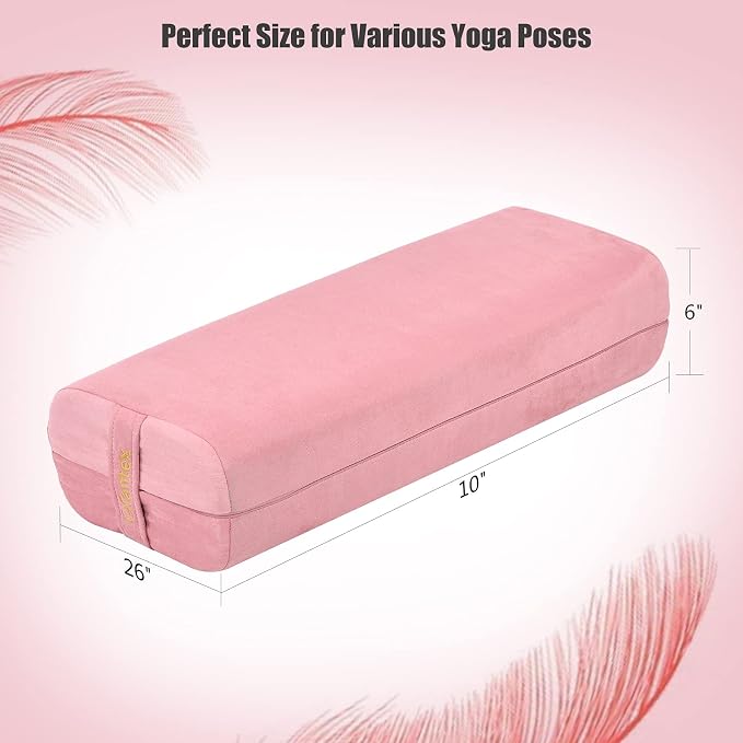 Giantex Yoga Bolster Pillow, with Carry Handle, Removable Machine Washable Soft Suede Pillowcase, Meditation Rectangular Yoga Pillow Perfect for Restorative Yoga