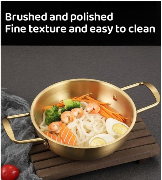 Korean Ramen Pot Korean Cooking Pot Instant Noodle Pot Stainless Steel Easy to Clean Kitchen Cookware for Induction Gas Stove Soup