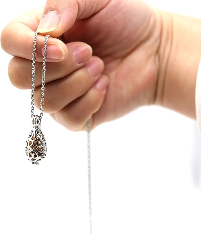HEDQFM 2 PCS Essential Oil Diffuser Necklace with a Gift Box,Hollow Ball and Teardrop Aromatherapy Pendant Locket Necklace with Adjustable Chain and Colored Lava Stone for Women