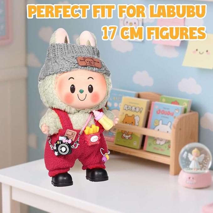 AICase for 17cm Doll Clothes/Outfit,Clothing Set for 17cm Doll,3 Piece Set Hat Clothing,Boys and Girls Stylish Adorable Clothes Accessories_Red-13