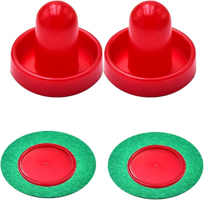 2 Red Air Hockey Pushers and 2 Red Pucks, Mini Air Hockey Pushers and Air Hockey Pucks Great Goal Handles Pushers Goal Handles Paddles Replacement Accessories (76mm)