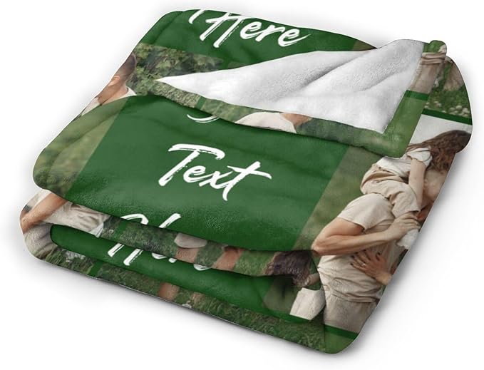 Custom Blanket with Picture Text, Personalized 6 Photo Blanket, HD Printing Customized Flannel Throw Blanket Gifts for Mom Dad Couple Girlfriend Boyfriend Wife Husband Christmas