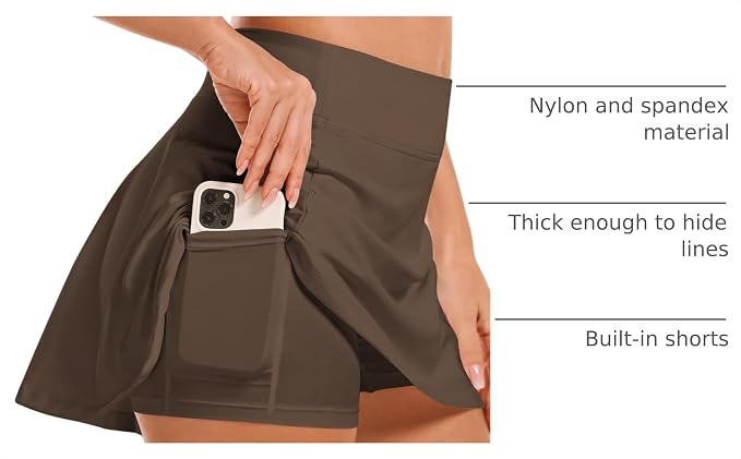 Stelle Women's Tennis Golf Skirts High Waisted with Pockets Inner Shorts for Athletic Skorts Sports Running Pickleball