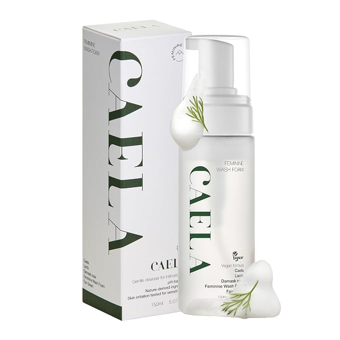 CAELA Feminine Wash Foam Fairgreen, pH-Balanced Intimate Cleanser for Women, Triple Lactobacillus Ferment Complex, Vegan K-Beauty with Green Tea & Mugwort, Sulfate-Free, 5.07 Fl Oz