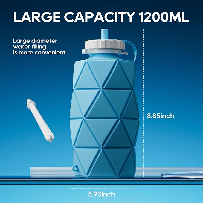 GNEGKLEAN Collapsible Silicone Enema Bag Bottle with 5.2ft Hose, 5 Enema Tips, Controllable Flow Valve – 1.2 L Capacity Coffee enemas kit for Colon Cleanse Men and Women
