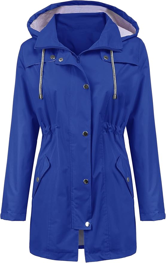 LOMON Raincoat Women Waterproof Long Hooded Trench Coats Lined Windbreaker Travel Jacket S-XXL
