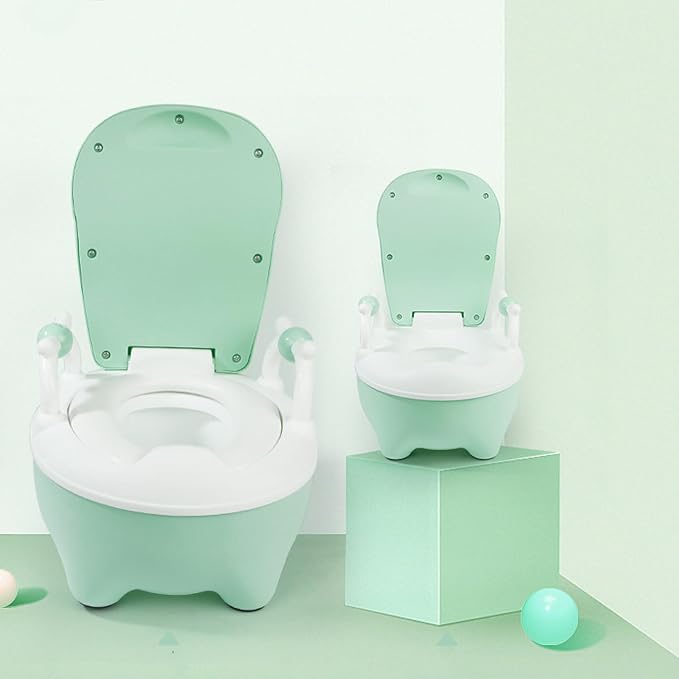 Kids Toilet, Large Capacity Storage, Plastic Portable Children Toilet Baby Accessories for Male and Female Babies (Green)