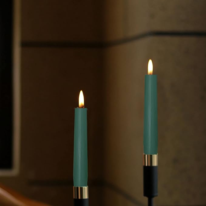 4 Pack Tall Taper Candles - 10 Inch Hunter Green Candlesticks, Cedar Scented Taper Candles Dinner Candle - Paraffin Wax with Cotton Wicks - 8 Hour Burn Time