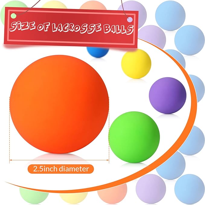 Sosation 50 Pack Lacrosse Ball Bulk 2.5 Inch Soft Rubber Motivational Stress Relief Massage Balls Myofascial Release Tools Muscle Knot Remover