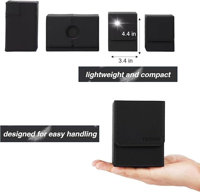 Venssu MTG Deck Box With Slot For Commander Display, Patented Design, Fits 100+ Double /120+ Single Sleeved Cards, With 2 Dividers And 1 Toploader,Compatible with board game TCG CCG (Black＆Grey)