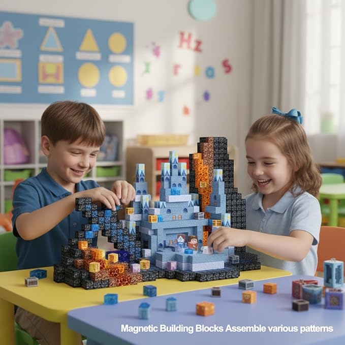 Magnetic Building Cubes for Kids, 200 Pieces, Building Blocks Set, Ages 3+, STEM Educational Toy Set