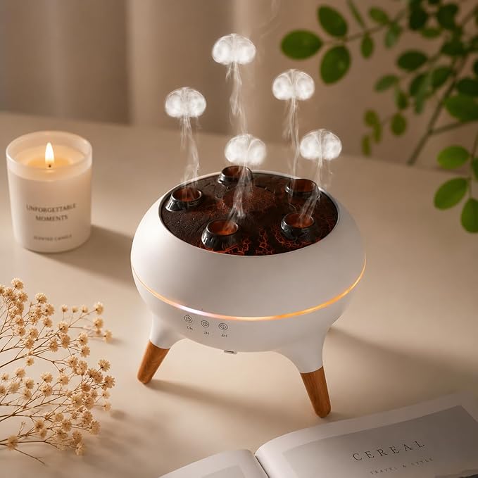 Jellyfish Essential Oil Diffuser, 250ml Aroma Diffuser Humidifier with Remote Control, 7-Color LED Lights, 4/8H Timer, Sound Activated Mist Ring Mode, Cool Mist Diffuser for Bedroom, Desk, Office