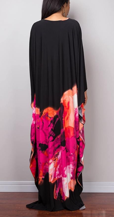 Venasha Womens Caftan Floral Print Kaftan Dress Short Sleeve Swimsuit Cover up Loungewear for Summer