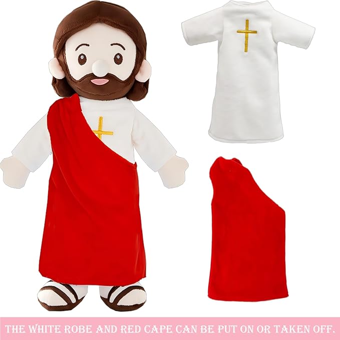 Jesus Plush Doll Jesus Plushie Stuffed Toy Christian Stuff Religious for Kids Christening Easter 14.2" (Red)
