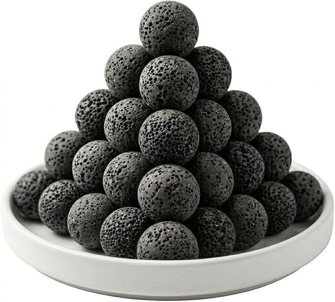 Baluue 20Pcs Natural Lava Rock Diffuser Stones, Mini Volcanic Rock Passive Essential Oil Diffuser for Desk, Zen Decor Aromatherapy Stones for Car, Office & Small Spaces (16mm/0.62")