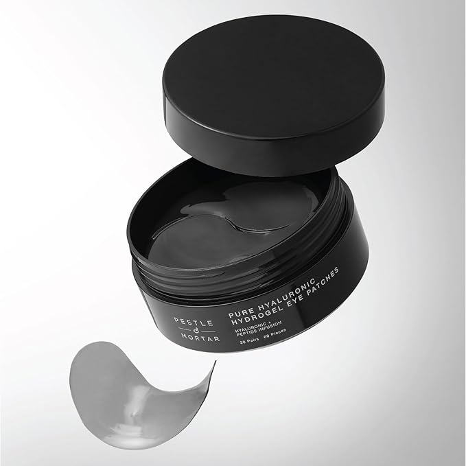 Pestle & Mortar Pure Hyaluronic Hydrogel Eye Patches, 30 Pairs, Cooling Under-Eye Treatment with Peptides for Hydration and Depuffing