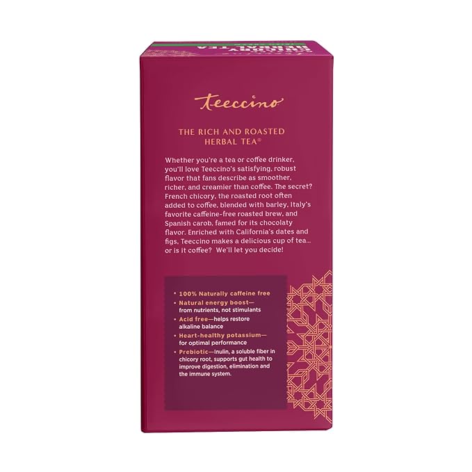 Teeccino Irish Cream Herbal Tea, Rich & Roasted Herbal Tea That’s Caffeine Free & Prebiotic for Natural Energy, 25 Tea Bags