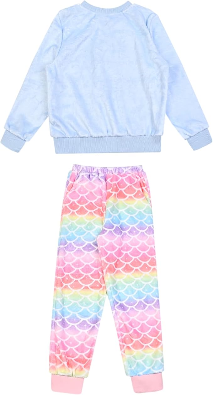 QPANCY Matching Doll & Girls Fleece Pjs Set kids Fall Winter Long Sleeve Sleepwear 2 Piece Pajamas