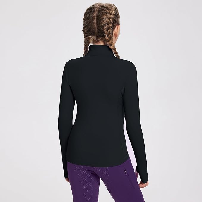 baleaf Girls Long Sleeve Shirts Fleece Jacket Fall Half Zip Pullover Kids Sweatshirts Athletic Thermal Coat