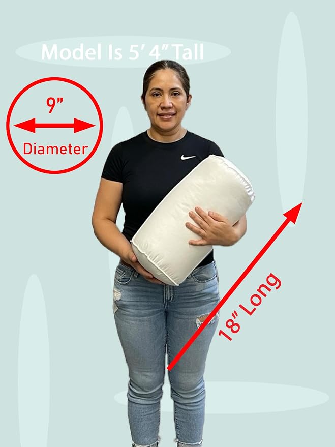 Pillowflex Bolster Pillow (9x18) - Round Roll Pillow Bolster Insert, Plush Polyester-Filled Insert for Decorative Shams, Odorless, Lint and Dust-Free Polyester Filling, No Lumps - (White)