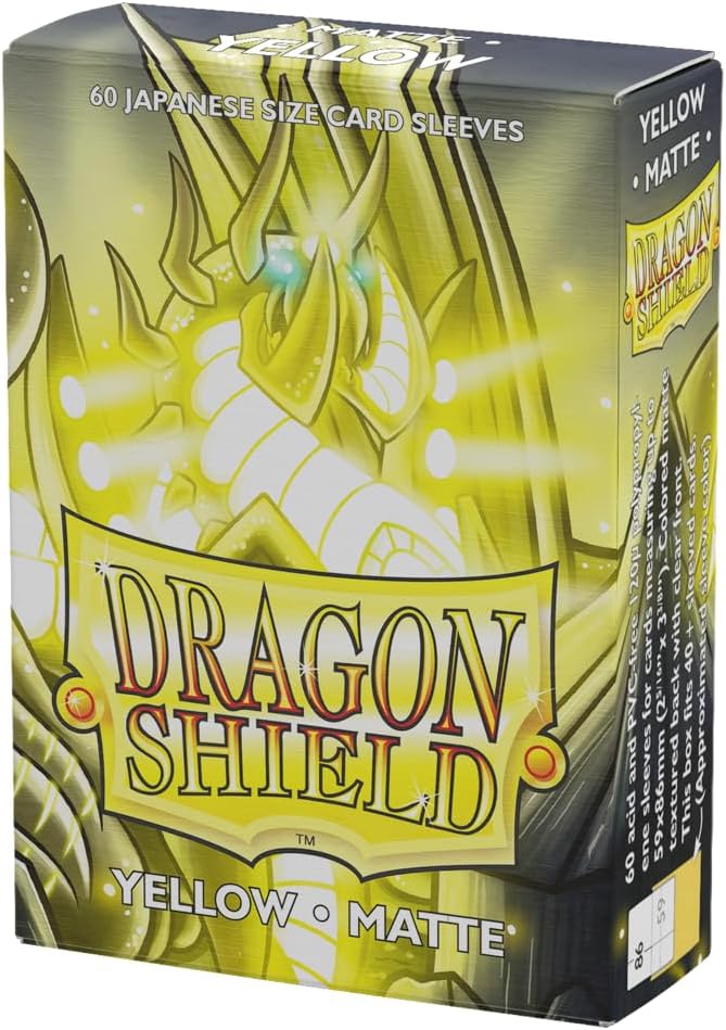 Dragon Shield | Japanese Size Card Matte Sleeves | 60 CT - Smooth & Tough Premium TCG Sleeves - Compatible with Yu-Gi-Oh, Naruto, Cardfight & Vanguard | Yellow