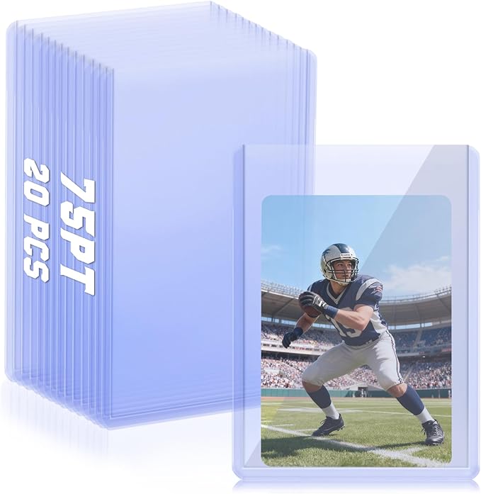 DEDC 20 Top Loader Thick Card Load Holder Storage for Trading Cards Sports Sleeves Hard Plastic 75 Point Protective Toploaders 3"x4" Rigid Memorabilia Collectibles