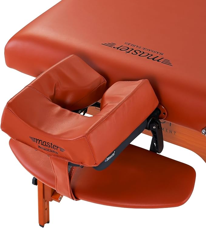 Master Massage 31" Santana Pro Portable Massage Table Package, Memory Foam Cushioning, Reiki Leg Panels, Mountain Red- Tattoo Table- Spa Bed- Folding Massage Table- Facial Bed