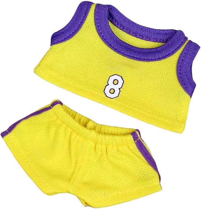 17cm Doll Rabbit Bunny Clothes, Cool Sports Basketball Football Theme T-Shirts Shorts Suit, Soccer-Inspired Athletic Uniform Outfit for Dress Up, Doll Costume Cosplay Fashion Dresses -NO.8
