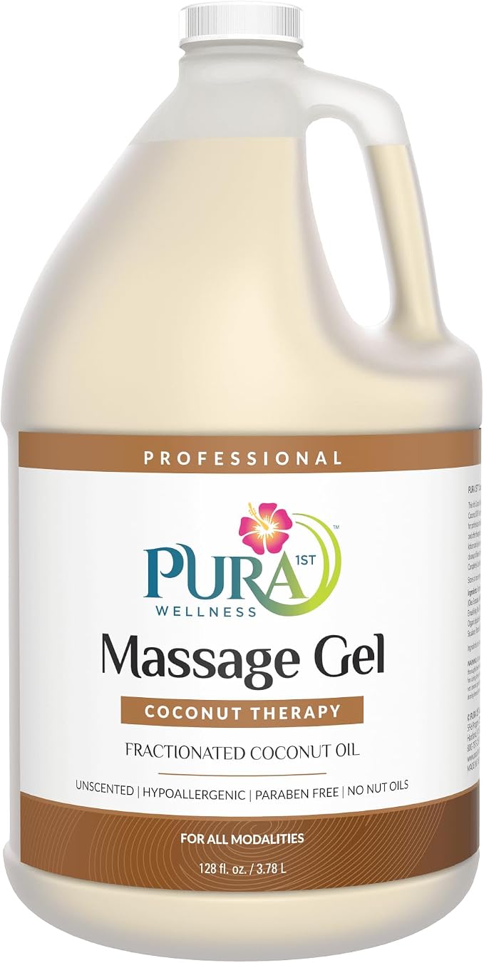 Coconut Therapy 1 Gallon Massage Gel, Coconut Oil, Professional, Massage Therapy, Deep Tissue, Unscented, Natural Ingredients, Skin Hydrating, Moisturizing, Muscle Relief, for Bruising
