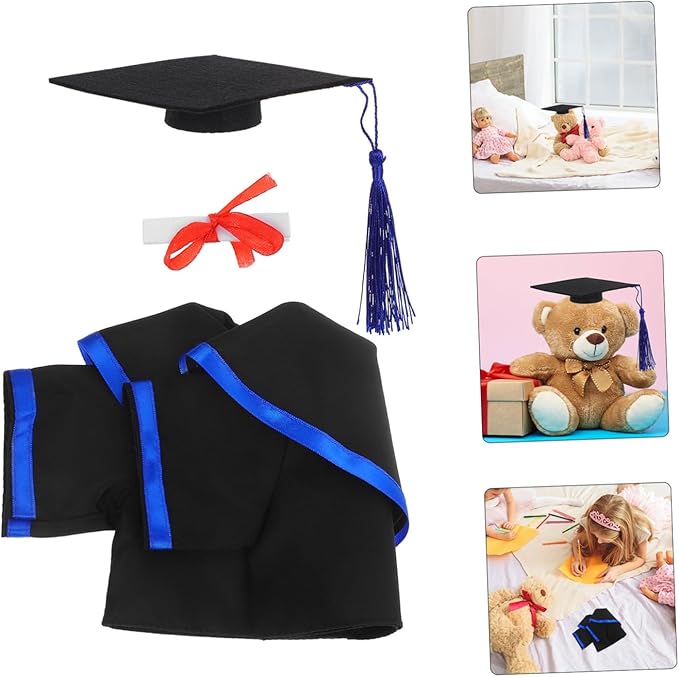 IMIKEYA Miniature Graduation Robe for Dolls Plush Outfit Cap for Decorative Play