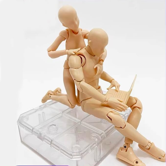 Action Figures PVC Model (Yellow Color) with Box Drawing Figure Models for Artists(Female+Male)