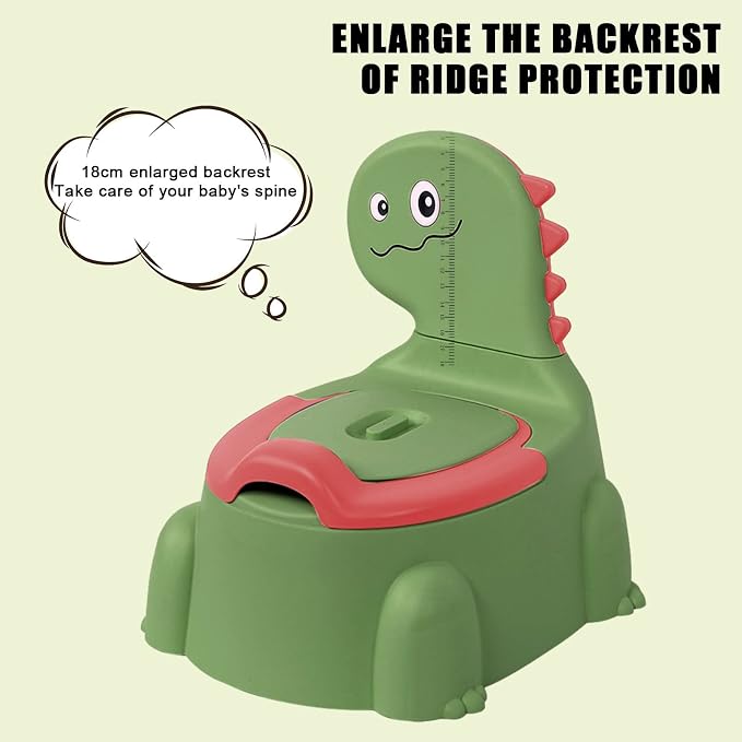 Potty Training Toilet, Dinosaur Potty Training Toilet Seat, Separated Dinosaur Training Potty for Toddlers with Non-Slip Rubber Mat Backrest, Portable Potty Chair for Boys and Girls Travel