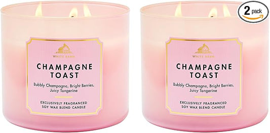 Bath & Body Works Champagne Toast 3-Wick Candle - Scented Candle for At-Home Use - Long-Lasting, Room-Filling Fragrance - High Fragrance Oil Concentration - Soy Wax Blend - 2-Pack