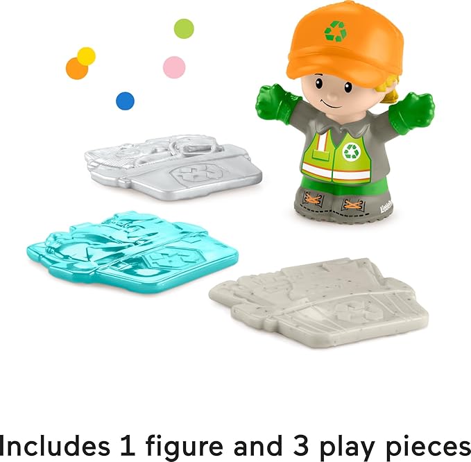 Fisher-Price Little People Musical Toddler Toy Recycling Truck Garbage Vehicle with Figure for Pretend Play Ages 1+ Years