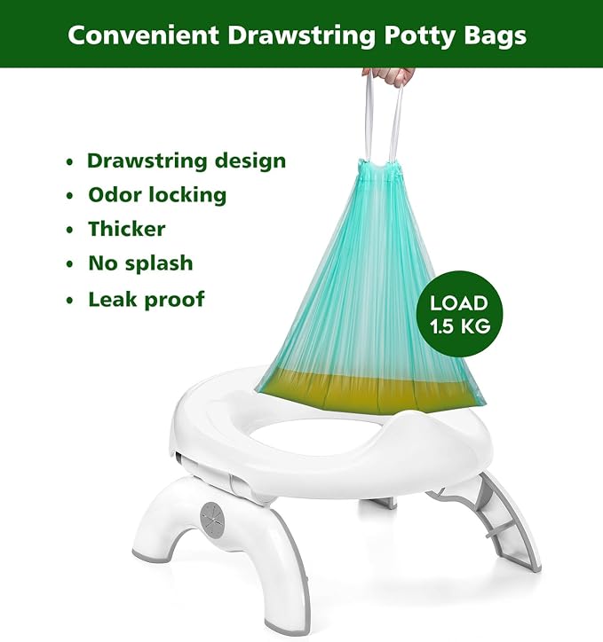 Compostable Travel Potty Bags for Portable Toilet 100Packs, AYOTEE Drawstring Travel Potty Liners for Portable Potty,Potty Chair Liners Disposable for Toddlers, Pet and Outdoors