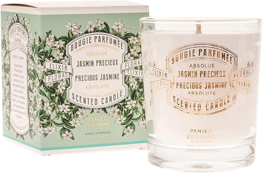 Panier des Sens Jasmine Long-Lasting Scented Candle, 6.3 oz | Hand-Poured In Provence | Up To 55 Hours Burn Time | 100% Natural Cotton Wick | Long-Lasting French Home Fragrance