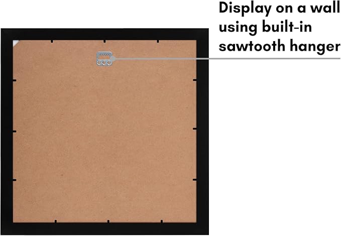 Americanflat 13x13 Picture Frame - Matted to 10x10 - Black | Engineered Wood construction, Shatter-resistant glass, sawtooth hangers included, use with or without mat