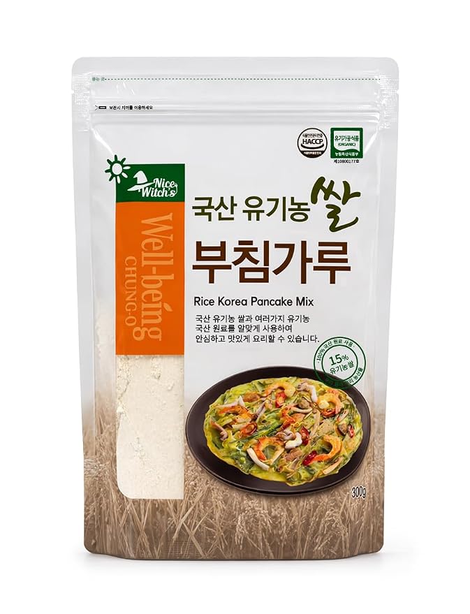 Nice Witch’s Organic Korean Pancake Mix (Buchim Mix), Crispy Korean-Style Pancake Batter Made with Organic Korean Rice, 10.6 oz (300 g) 부침가루