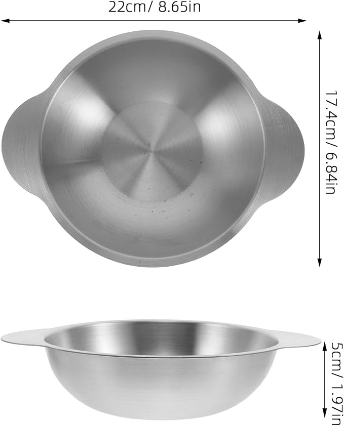 COLLBATH Stainless Steel Noodle Pot 6.85 Inch Korean Ramen Pot with Handle for Meal Prep, Bowl for Storing Pasta, Rice, and Salad, Easy Cleaning (Silver)