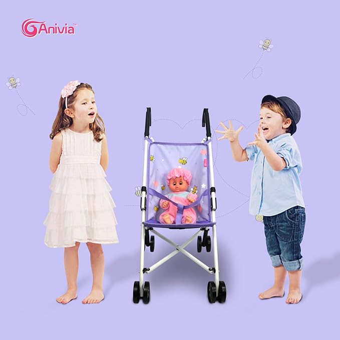 Anivia Stroller Toy Collection Doll Stroller Baby Doll Accessories for Toddlers 1-3Heart Design Gifts for Toddlers and Girls Toy Stroller