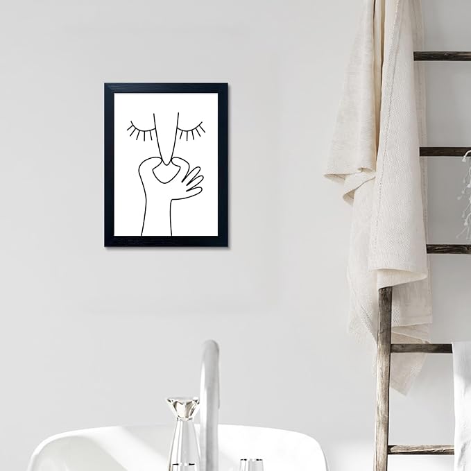 Framed Black and White Bathroom Wall Art Funny Bathroom Wall Decor Signs Bad Smell Toliet Print Painting Decor Canvas Artwork