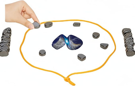 Magnetic Chess Game with Rocks for Kids, Chess Board Magnetic Battle Stone Games for Aults and Family, Magnetic Strategy Game with String,(32pcs)