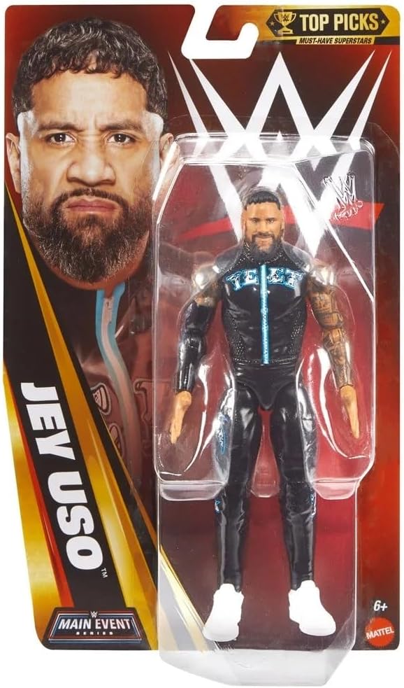 WWE Mattel Jey USO Action Figure, Main Event Series Top Pick, 6-inch Collectible Superstar with 14 Articulation Points & Life-Like Look