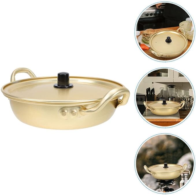 Korean Ramen Noodles Pot Instant Noodles Cooker Fast Heating Double Handle Pot Lid Soup Pasta More